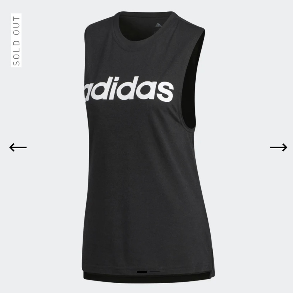 NWT Adidas Logo W LIN SOL TANK Black White - Picture 2 of 4